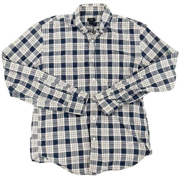 J.Crew Other - J.Crew Men's Medium Blue and White Plaid Secret Wash Button-Down Shirt